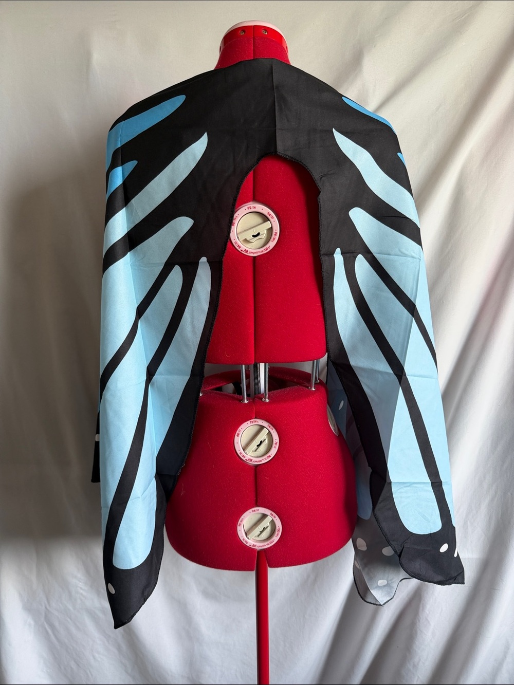Butterfly Wing Cape Scarf in Black and Light Blue